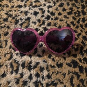 kids pink glittery heart shaped sunglasses